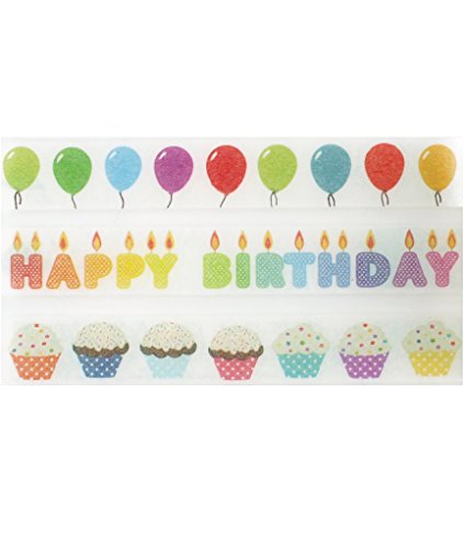 Набор ленти за Васи за парти по случай рождения ден (общо 3 ролка - по 1 на всяка изображенном дизайн) - Аксесоари за парти по случай рожден