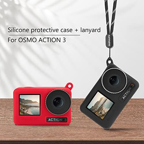 Калъф за фотоапарат AIROKA Osmo Action 3 със защита от падане Силиконов Калъф за носене с каишка, Противоскользящий, устойчив на надраскване, удар, Аксесоари за спортна каме
