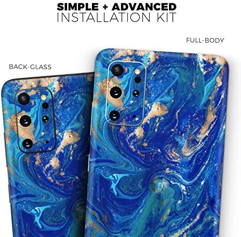 Дизайн Skinz Ярко-синя Златна Акрилна Защитна vinyl стикер с обвивка за Samsung Galaxy S20 (тампон върху екрана и на задното стъкло)
