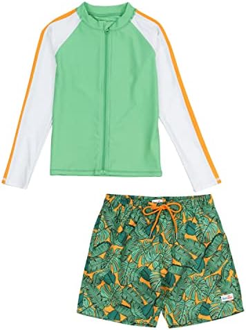 Комплект за момче SwimZip UPF 50 + Защита от акне с дълъг ръкав и плувни шорти (различни цветове)