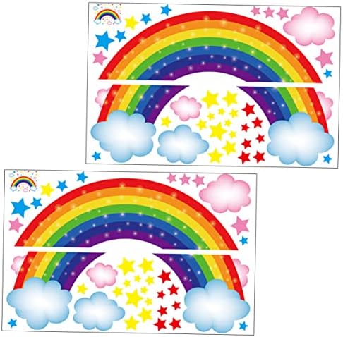BESPORTBLE 2 Листа Етикети Детска Дъга Декор на Стените Decalcomania Стикери За стените на Детската Стая Междузвездни Етикети
