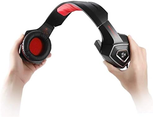 Слушалки Raxinbang Headset, Детска Слушалка с Стереофоническими Бас, игри за PS4 за PC, Инсталирана на главата RGB-цветен жични слушалки бял цвят (червен/син) (Цвят: червен)