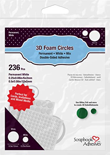 Лепила за албуми, 3Л 3D Foam Circles Mixed Variety, опаковка 236 броя, Бял