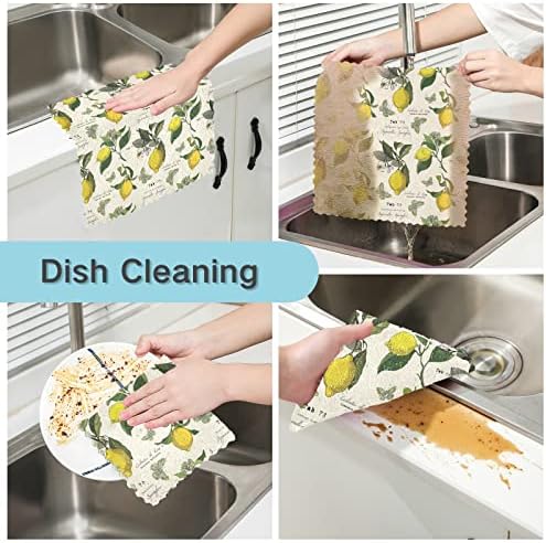 Кухненски кърпи ALAZA, Кухненски Салфетки за почистване, Реколта Кърпички за миене на съдове с Лимон и пеперуди, Суперабсорбирующие