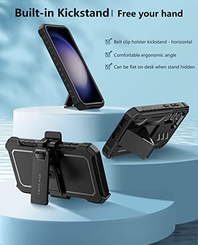 FNTCASE за Samsung Galaxy S23-Плюс Калъф: Сверхпрочный Здрав устойчив на удари Защитен калъф с кобур на колана си и поставка за краката