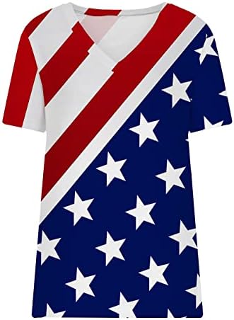 HGCCGDU Облекло на 4-ти юли, Дамски Ризи Ден На Независимостта на Америка, Патриотическая Туника С V-образно деколте, Потник