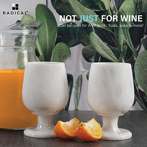 Комплект чаши за вино Radicaln от 2 Чаши от бял Мрамор, ръчно изработени, 5,5 х 3,5 инча, 10,1 унция, Комплект Чаши за вино - Чаши