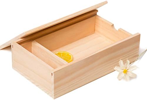 Cabilock Organizer Незаконченная Дървена Кутия Малка Дървена Кутия за Бродерия с Капак на Дървена Кутия за Подарък Кутия За Бижута