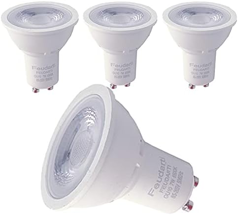 Feudarti 4 опаковки led крушки GU10, галогенный еквивалент на 50 W, точков лампа с мощност 7 W 500лм, мек топъл бял 6500 К, ъгъл