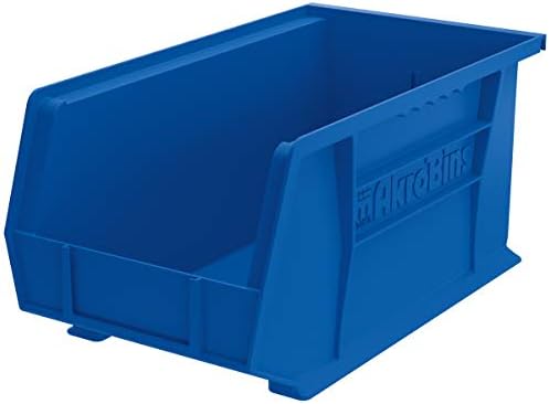 Висящи съдове Akro-Mils за пластмасови кутии AkroBins 30240, сини, (12 опаковки) и 40245 с надлъжна пластмасова преграда за чекмеджета AkroBin