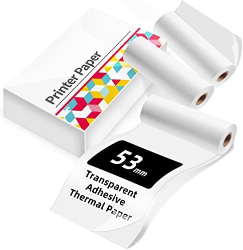 Memoqueen Прозрачен Гланц Термобумага за етикети, Залепваща хартия за етикети, Подходящи за печат, Подходящ за Преносим, джобен принтер M02/M02