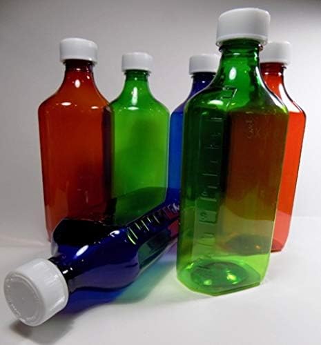 Степен овални флакони и капачки за лекарства - 8 унции 236 ml-опаковка с 100 броя -Оранжеви, зелени или кобальтово-синьо -Пластмаса
