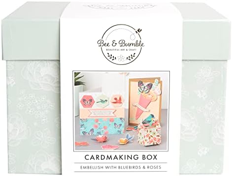 Кутия за производство на пощенски картички Пчели и Търтеи - Сини птици и рози за scrapbooking, Изработка на Персонализирани ръчно изработени картички за рожден Ден, сватб