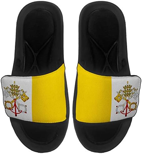Най-добрите сандали ExpressItBest с мека подплата /Джапанки за мъже, жени и младежи - Флаг на Ватикана (Светия Престол) - Vatican City Flag