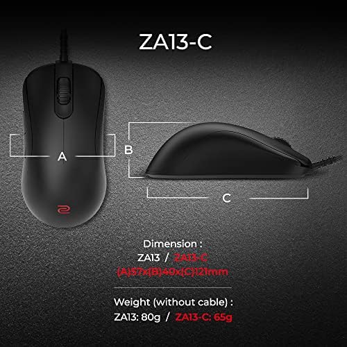 Симетричен детска мишка BenQ Zowie ZA13-C | Professional за киберспорта | Без шофьор | С кабел Paracord | С подобрени C-функции | Матово черно | Малък размер
