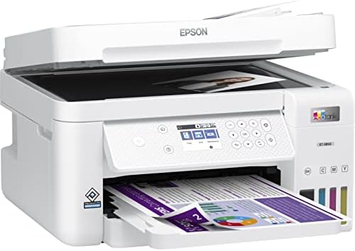 Безжичен цветен мастилено-струен принтер Epson EcoTank ET-3850 Supertank All-in-One за печат, сканиране копия - 2,4-инчов LCD дисплей, 15,5 стр/мин, 4800 x 1200 dpi, автоподатчик на 30 листа, Автомат