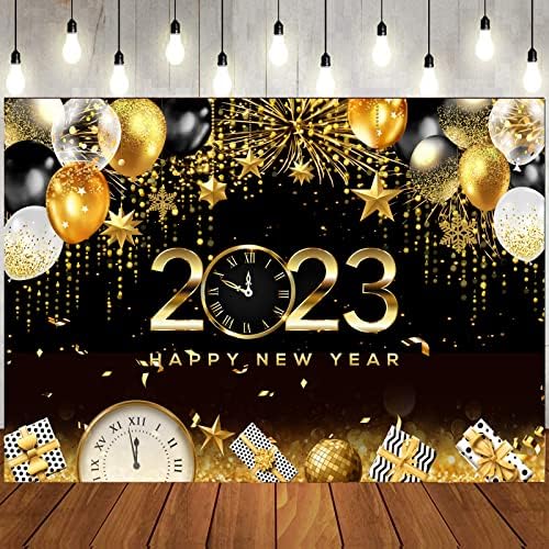 LTLYH 10x8ft Щастлива нова година на Фона 2023 Обратното Броене Парти Ухилен Чаши за Шампанско Боке Отблясъците Фон За Снимки Навечерието на Нова Година Парти в Навечерие?