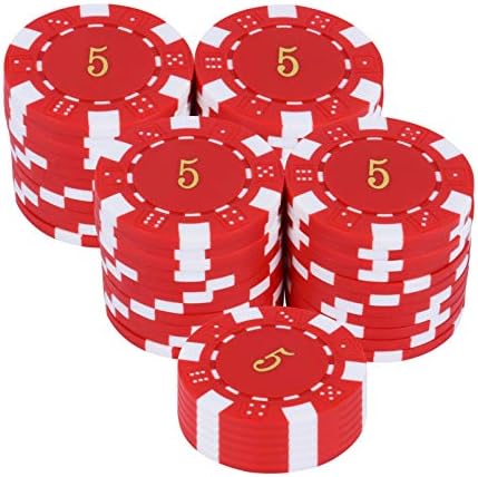 Набор от зара NUOBESTY Texas Hold ' em Казино Чипове за Покер Комплект чипове за Покер Пластмасови Чипове за бинго Игра Vegas Poker Nights Броячи за Лас Вегас за Подарък кутия Игри Бро