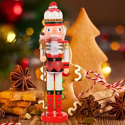 ABOOFAN Дървена Лешникотрошачката Коледен Декор: 38 см Фигурки Крал Щелкунчика Дървена Фигурка Щелкунчика Кукла за Коледната Трапеза