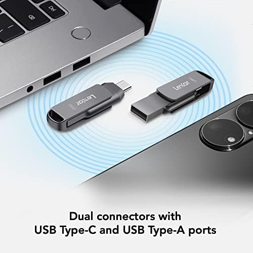Lexar 64GB JumpDrive Dual Drive D400 USB 3.1 флаш памет Type-C Type-A, скорост на четене и до 130 MB /s (LJDD400064G-BNQNU)
