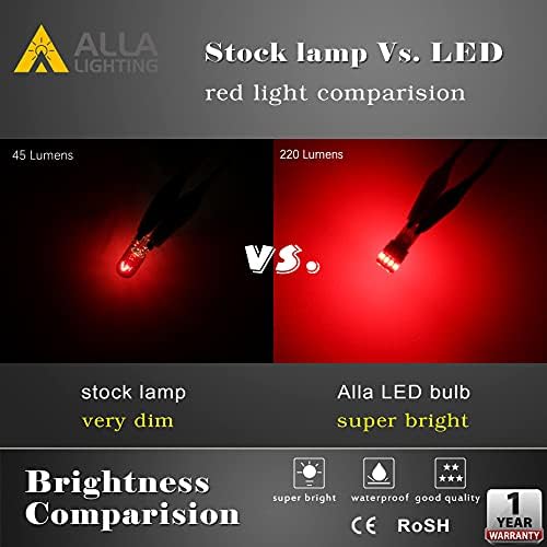 Alla Lighting 168 194 led лампи с нажежаема жичка, червен 360 ° 12V T10 175 W5W 2825 161 Лек автомобил, страничен маркер камион,