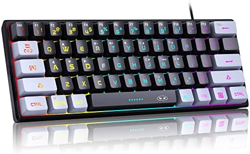 Жичен Детска клавиатура ADDTREE 60%, Компактна мини-клавиатура с RGB подсветка, Водоустойчива клавиатура с 61 клавиша за геймъри PC /