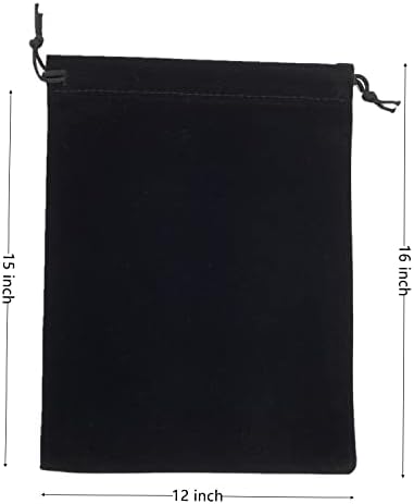 Palmhomee Опаковка от 6 кадифени мешочков с завязками, подаръчен пакет, кадифена торбичка за бижута, сватбени декорации и партита (12x16 инча, черен)