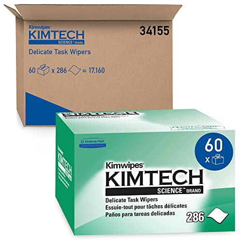 Професионални Чистачките Kimwipes нежната дестинация Kimtech Science от Kimberly-Clark (34155), Бели, 1 ПЛАСТ, 60 чекмеджета / Калъф, 286 Листа / кутия, 16 800 Листа / калъф