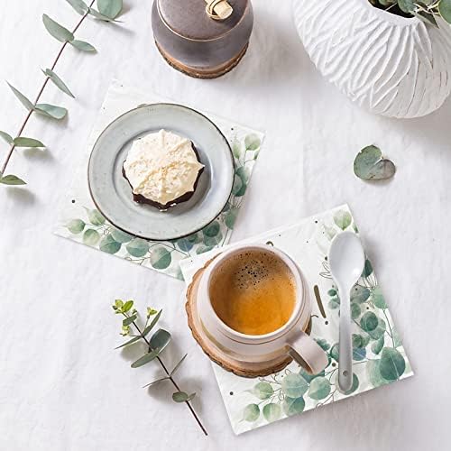 За еднократна употреба Хартиени салфетки за душ с градински чай и билки, 3-слойна Кърпички за напитки в стил Бохо Greency, за парти с душ