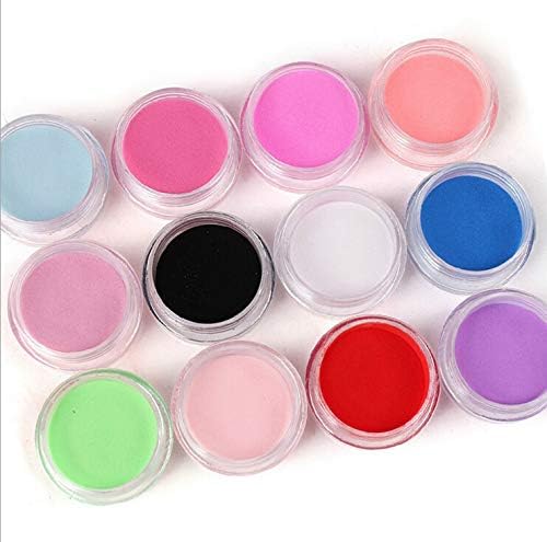 12 Цвята Акрилни Прах За маникюр, 3D Декорации за нокти, Строителен полимер (12 в една кутия, прах)