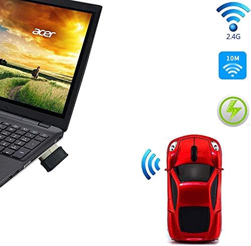 Безжична Автомобилна Мишката Kamouse, Оптична Ергономична USB-Безжична Детска Мишката 2,4 G 1600 dpi за Настолни КОМПЮТРИ с Лаптоп на Windows 10