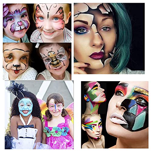 Комплект бои за лице за деца и възрастни, Професионална Рисувани на тялото, Водна Активируемая очна линия за очи 15 Цвята с 2 Четки, 32 Шаблон, Хипоалергичен Сигурен То