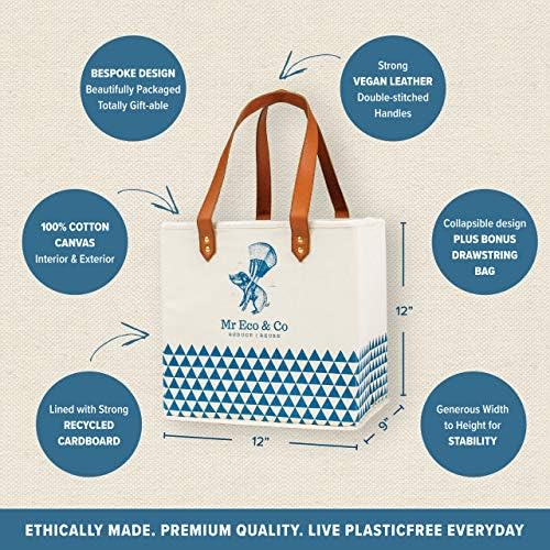 Mr Eco&Co за Многократна употреба за хранителни стоки чанти Heavy Duty - 4 опаковки пере многократно стопански торбички, произведени от здрави кожени дръжки и futon платна, иде