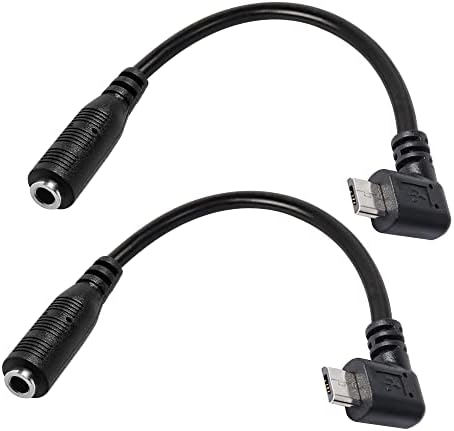 MEIRIYFA Конектор Micro USB AUX вход 3.5 мм аудио кабел Кабел, 2 1/8 Жак за Micro USB 5pin Штекерный Адаптер под Прав ъгъл за