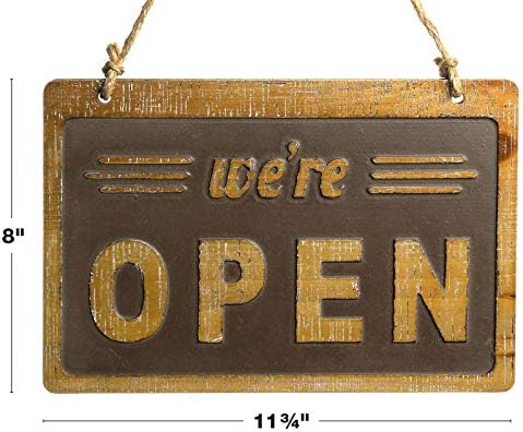 Продукти Excello Global Ние сме отворени /затворени Знак в селски стил, Лесно монтируемая, Информационен Бизнес-Магазин,