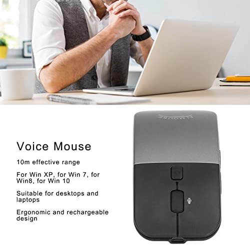 Компютърна Мишка с Вграден Микрофон, Безжична Гласова мишка с 2.4 Ghz, Ергономична Акумулаторна за Офис