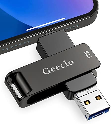 Geeclo Photo Stick 1 TB флаш памет за iPhone, USB Флаш устройство C USB Memory Stick Външен диск, Флаш-памет, Съвместим с iPhone, iPad, Android,