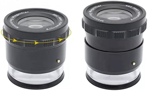 SJYDQ Magnifier 10-кратна Цилиндрична Измерване на лупа с регулируем фокус с подсветка и Многомасштабной точно калибриране (Цвят: A, размер: 50x45 мм)