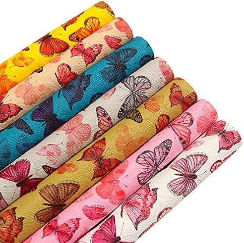 Листове от изкуствена кожа с текстура на агнешко Yuanchuan, 12 x 8,3 (21X30 см.) формат А4, 7 бр. от синтетичен плат с различни щампи във формата на пеперуда, подходяща за произво?