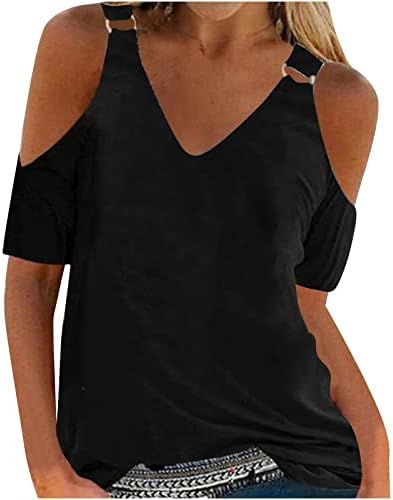 Жените Риза Лято Есен С Къс Ръкав 2023 Отворени Рамене С Дълбоко V Образно Деколте, Секси Основен Топ Риза за Дами UG UG