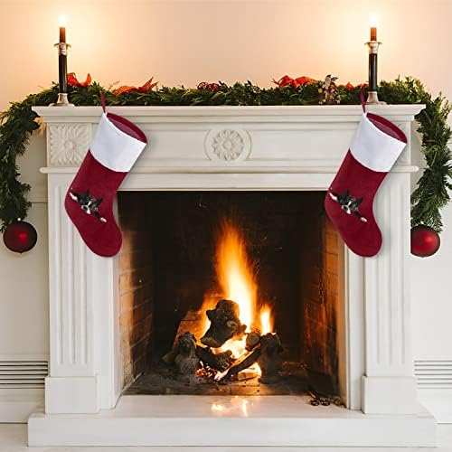 Бостън Териер, Куче Коледни Чорапи, Чорапи с Плюшено Камината Виси за Коледната Елха Начало Декор