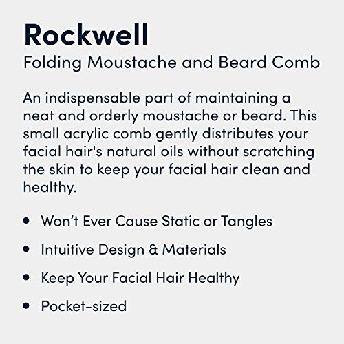 Сгъваема гребен за брада и мустаци Рокуел - Джобен размер, Здрав, Антистатик Ацетатная гребен | Поддържа Здравето на брада и мустаци