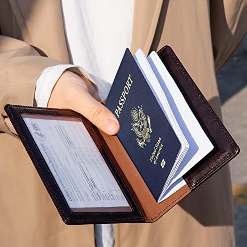 Пътна Чанта-притежател на паспорт TIGARI, Комбиниран Държач за паспорт и Вакцинной картички, Аксесоари за Пътуване, в Чантата за паспорт за Жени и Мъже, Кожена Защитно