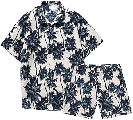 Мъжки Хавайски спортен Костюм Stoota, Ежедневни Риза с Копчета с Къс ръкав и Къси Комплекти Дрехи за Почивка от 2 теми, Плажни Костюми