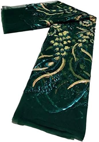 Африкански Сухи Дантелени Тъкани Sfabric Зелена/Златни Нигерийская Лейси Плат с пайети Френска Лейси Плат за Вечерна рокля Нигерийская Лейси