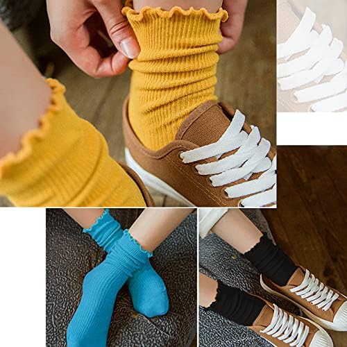 Outink, 12 Чифта Ежедневни Чорапи на Щиколотке с рюшами и белезници, Чорапи за екипажа с покритие под формата на Салата, Дамски