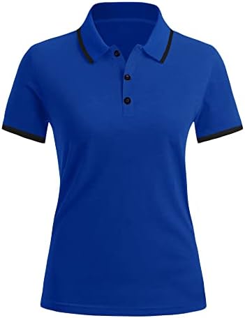 LUYAA Поло блузи за Жени, Риза за Голф, Тениска с Къс ръкав и V-образно деколте, Туника Копчета, Блузи, Суха Кацане