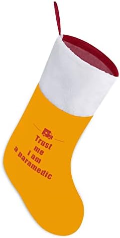 Повярвайте ми, аз Фелдшер-01 Коледни Чорапи от Червено Кадифе, с Бял Пакет шоколадови Бонбони, Коледни Украси и Аксесоари за вашето семейно