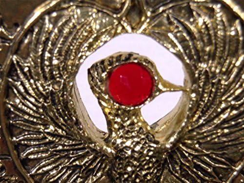 Прическа Индиана Джоунс на РА, антично злато, едно парче метал, червен скъпоценен камък, поставка за персонала, плака и поставка