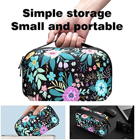 Преносим Електронен Органайзер за Чанти с Цветя Модел, Пътна Чанта За Съхранение на Кабел, Твърди Дискове, USB, SD-карта, Зарядно